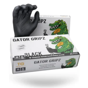 Gator Gripz Black Diamond Grip Nitrile Gloves | Heavy Duty Automotive - 50 Pack